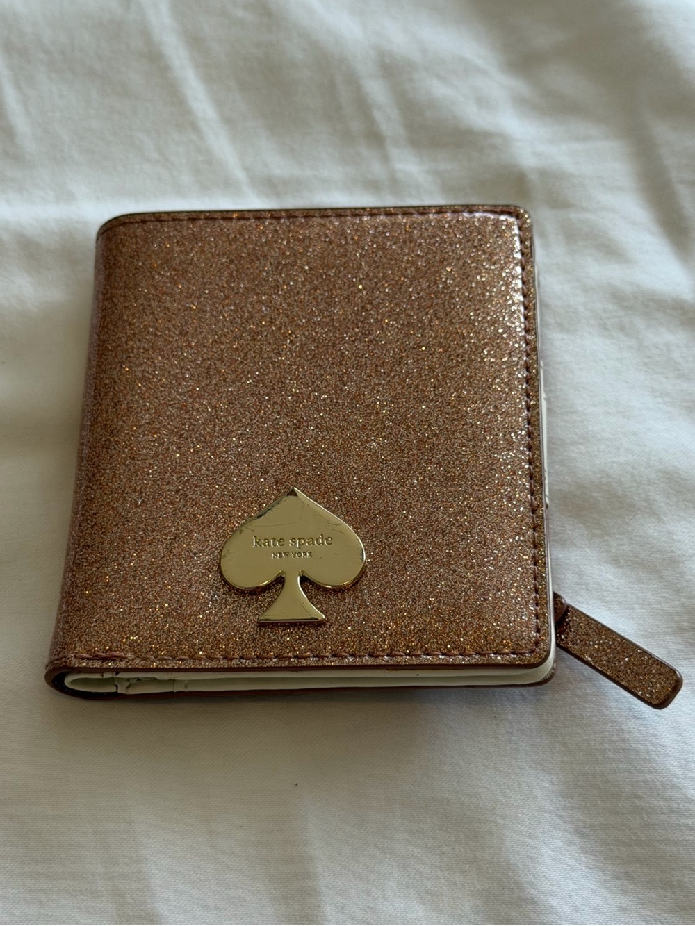 Kate Spade Pink Rose Gold Glitter Bifold Wallet
